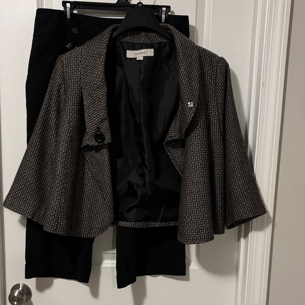Merona Black and Gray Patterned Cape Jacket
